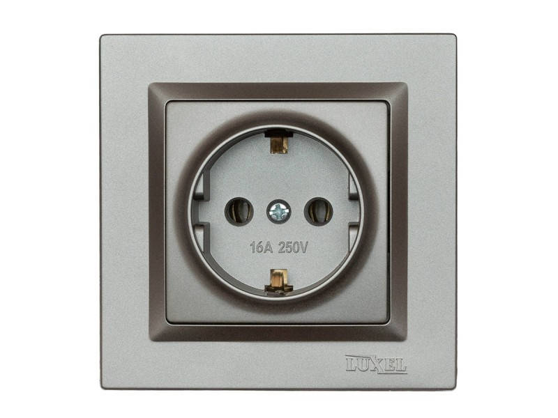 

Розетка с заземлением Luxel JAZZ (9704) Графитовая