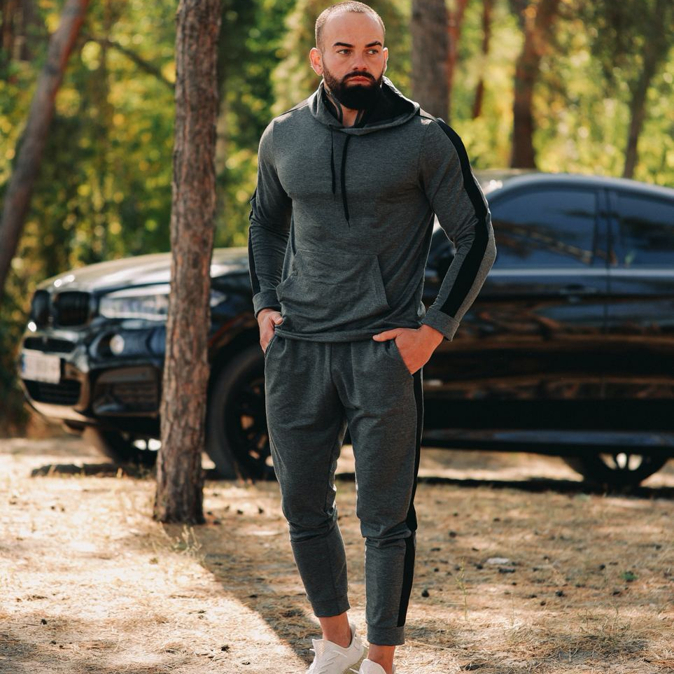 

Спортивний костюм демісезонний чоловічий, худі з капюшоном та штани, asos, Темно-серый