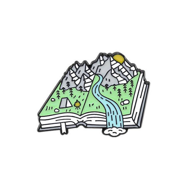 

"Горы и река книга" значок (пин) металлический