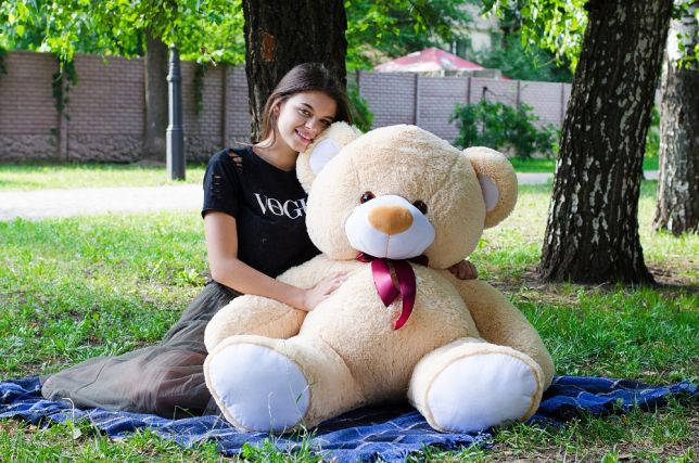 

Мишка плюшевый большой игрушечный медведь мягкий серый