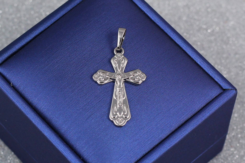 

Крестик Xuping Jewelry классический с широкими краями 3 см серебристый, Серебристий