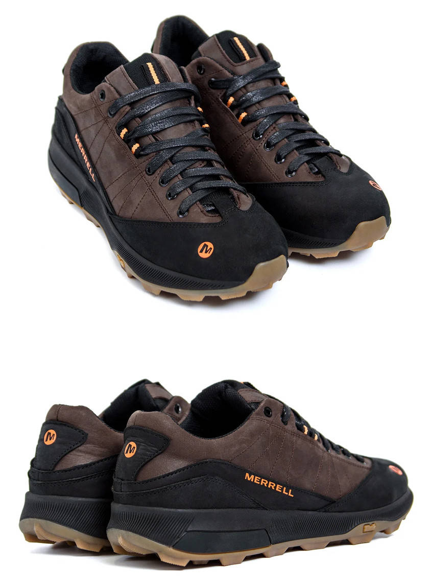 

Мужские кожаные кроссовки MERRELL Brown, Мужские кожаные кроссовки Мерелл коричневые, кеды повседневные, Коричневый