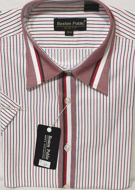 

Рубашка мужская Boston Publik vk-0003 белая в полоску классическая с коротким рукавом 42, Хлопок, Полоска, Белый