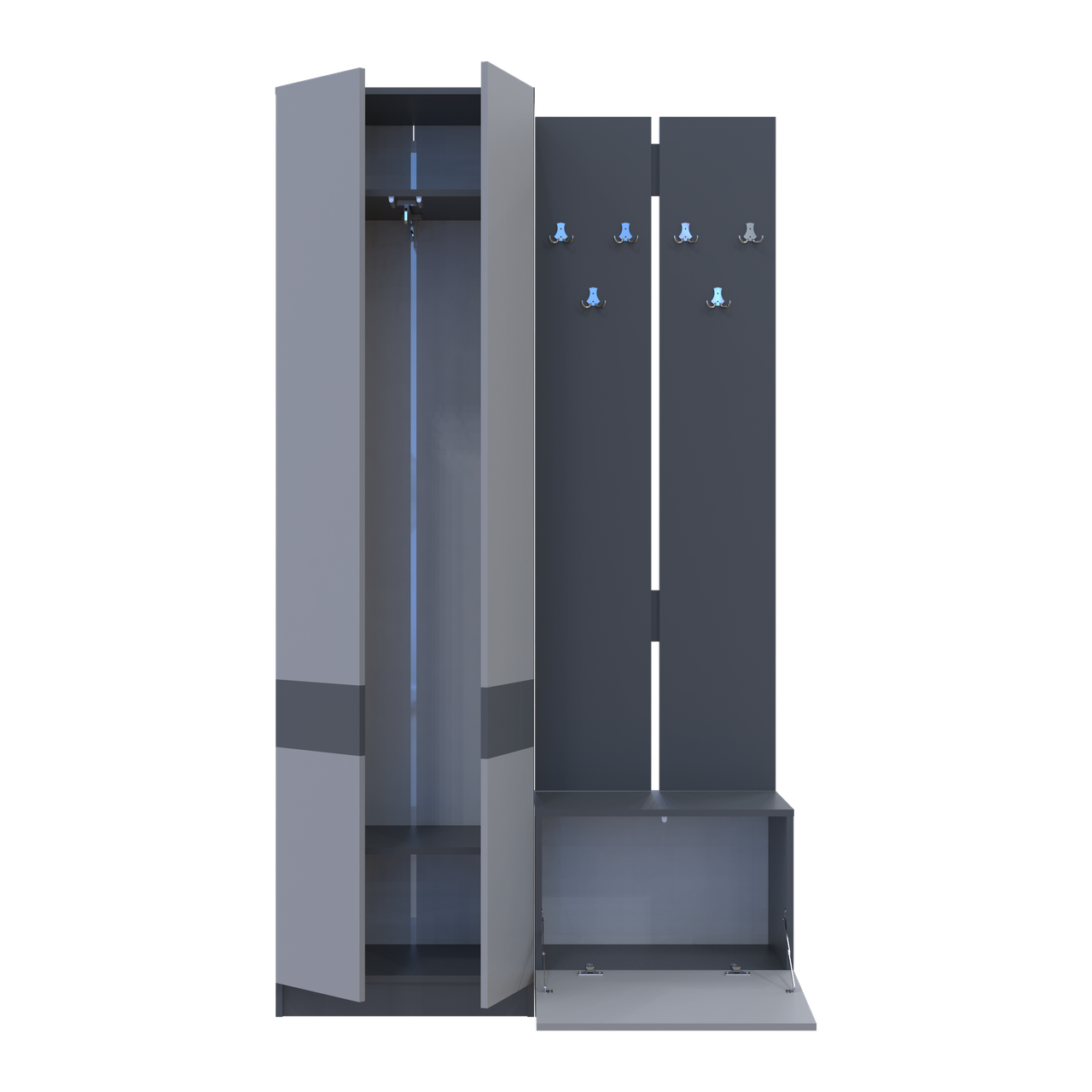 Передпокій Doros Сола 1+3 Doros Графіт/Сірий ДСП 120х40х215 (42005152) 8