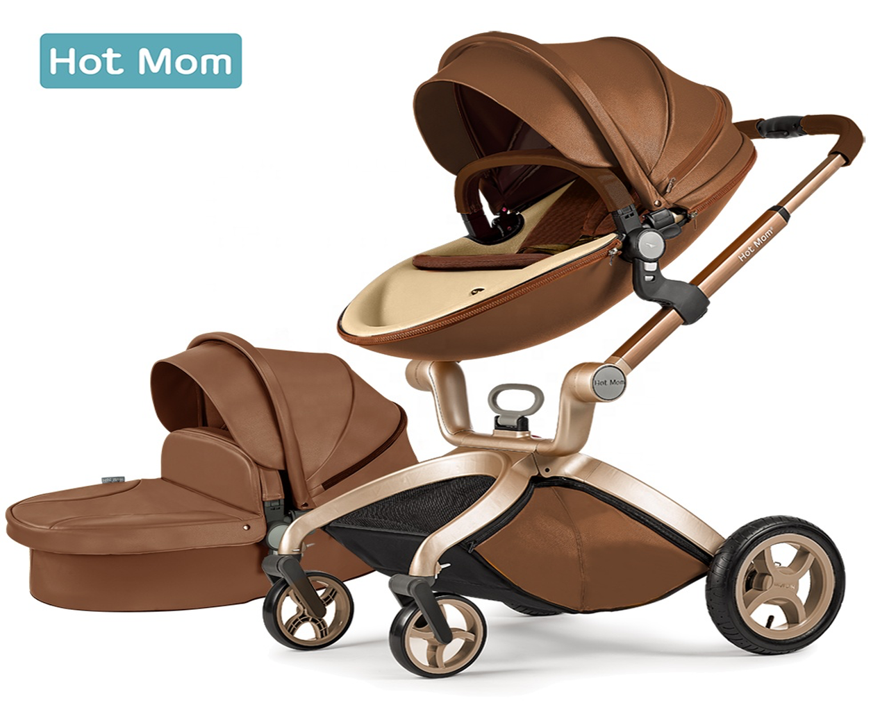 

Оригинальная детская коляска 3в1 Hot Mom Dark Brown Тёмно-коричневый