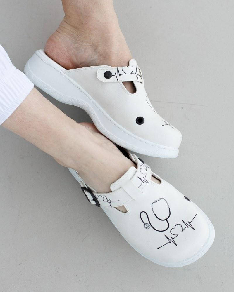 

Обувь сабо на платформе с принтом STETHOSCOPE, Белый