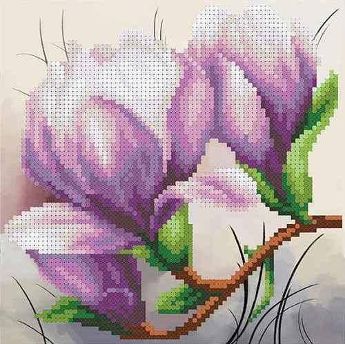 

Схема для вышивки бисером " Магнолия " частичная выкладка, заготовка, 17х17 см