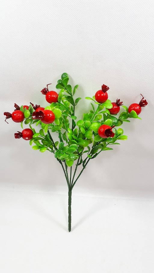 

Куст граната 29см с красными ягодами,искусственный., Красный
