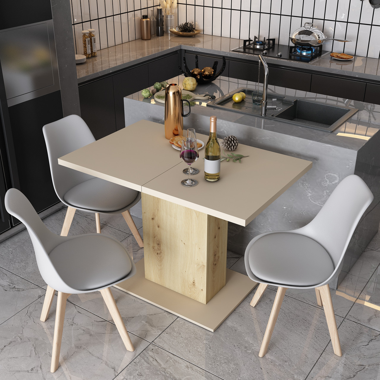 Столовий стіл Doros Бостон Дуб Артізан/Кашемір 150х70х79 (41510139) 3