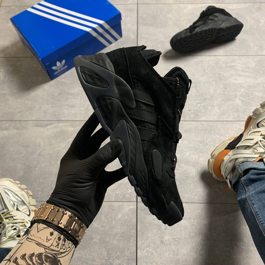 

Кроссовки мужские замшевые Adidas Streetball Triple Black черные, Черный
