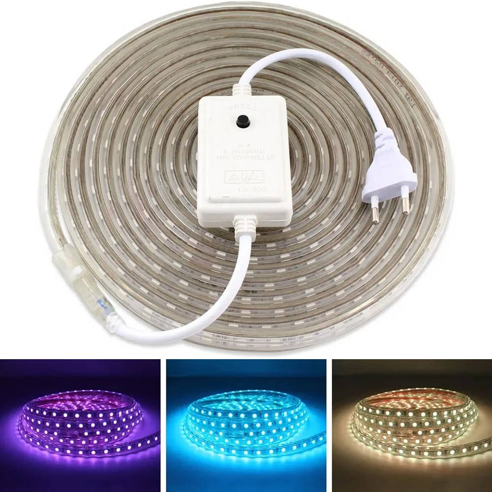 

Лента светодиодная LED RGB Strip Belt 220V 10M / Гибкая декоративная подсветка