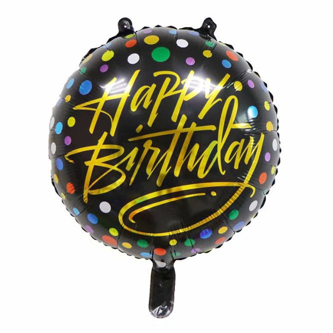 

Воздушный шар Happy Birthday конфетти на чёрном (Китай), Разные цвета