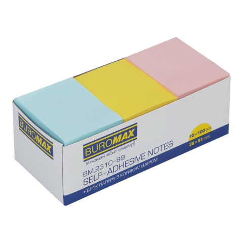 

Блок бумаги для записей PASTEL, 38х51 мм, 3 цв. по 100 л.