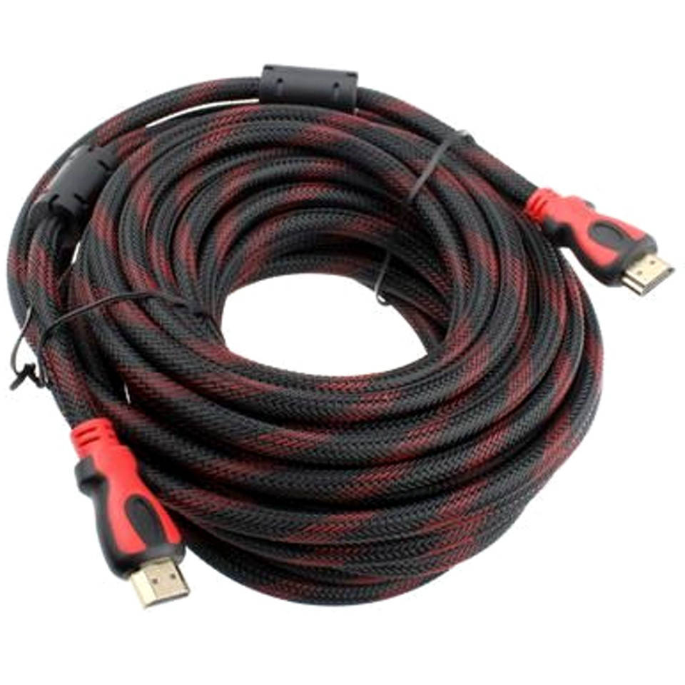 

Кабель HDMI-HDMI 15 метров v1.4 усиленный в нейлоновой оплетке Шнур для передачи видео сигнала 1080p, Красный