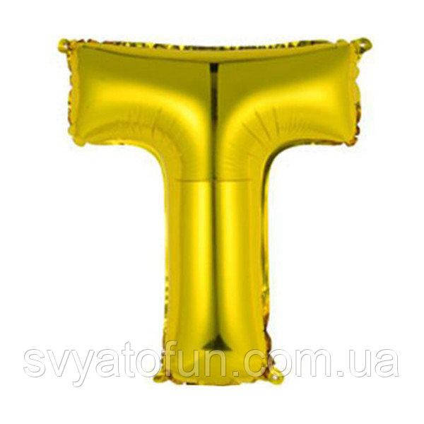 

Фольгированный шар буква "Т" золото 14" Китай, Золотистый