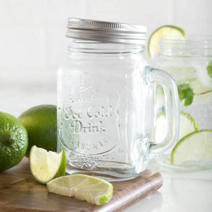 

Стеклянная банка с ручкой Mason Jar Прозрачная, 450 мл