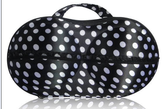 

Органайзер - сумочка для бюстгальтеров (с сеточкой) черный в белый горошек