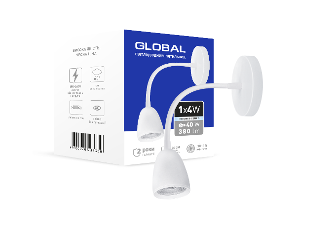 

Світильник світлодіодний GWL-01C GLOBAL 4W 4100K білий, Белый