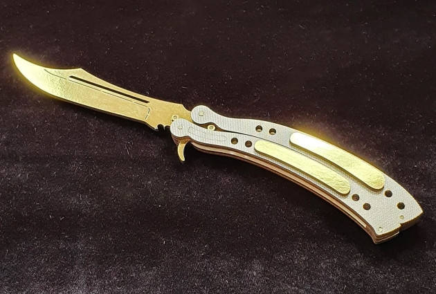 

Деревянный нож Бабочка Balisong, золото, Золотистый