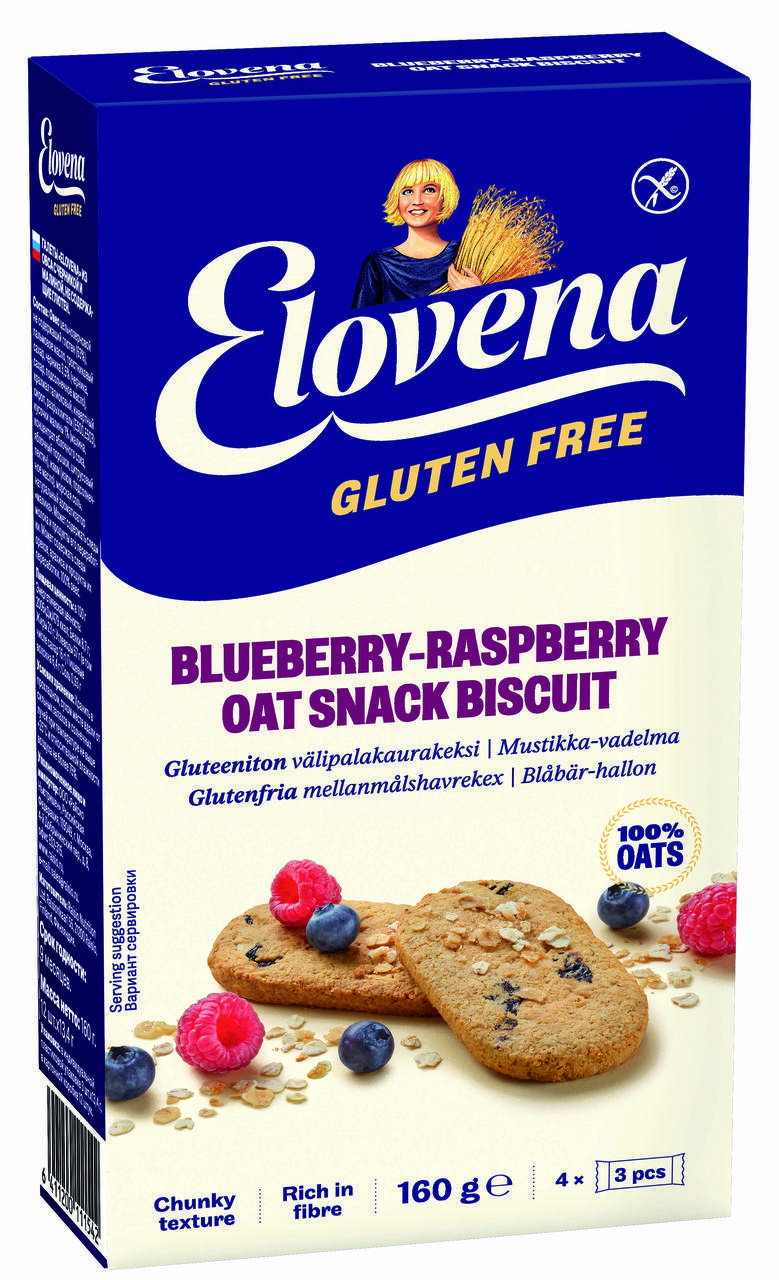 

Овсяные галеты без глютена ELOVENA с черникой и малиной 160г, (12шт/ящ)