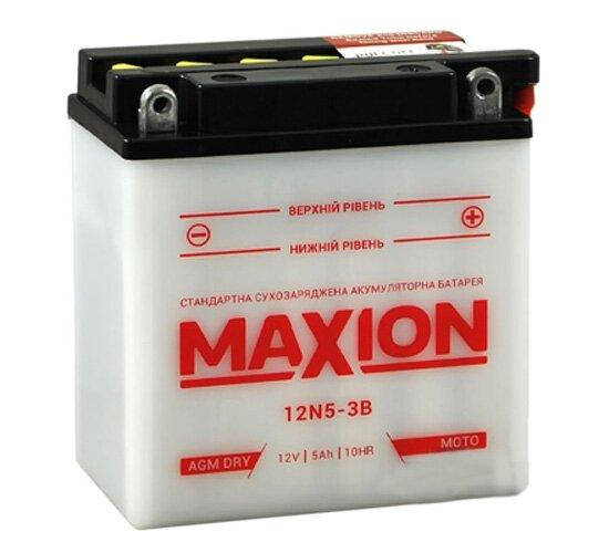 

12N5-3B MAXION Мото аккумулятор, -/+, 12V, 5Ah, 120x60x130 мм (YB9L-B)