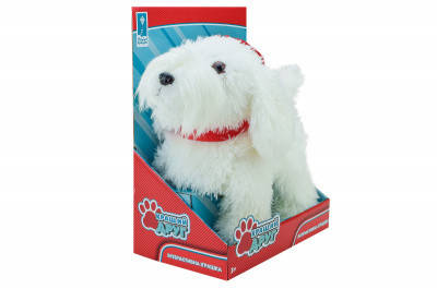 

Мягкая игрушка Лучший друг PL8202 собачка на поводке (интерактивная), Белый