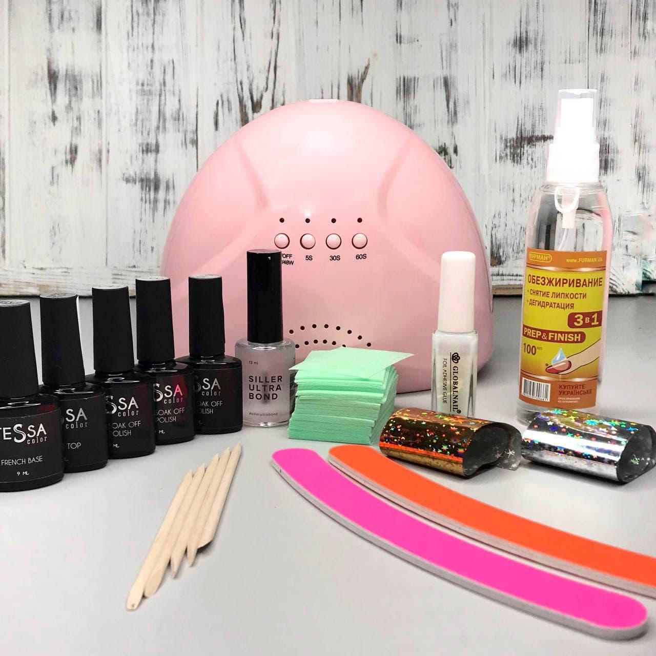 

Стартовый набор для маникюра и покрытия гель-лаком Tessa с лампой для сушки