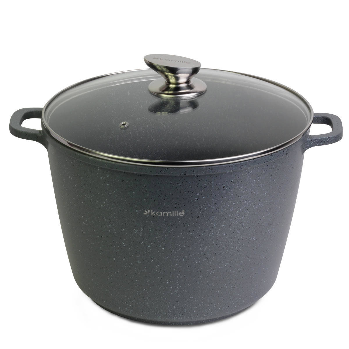 

Кастрюля с крышкой Kamille 10.0л из литого алюминия с антипригарным покрытием "гранит" и KM-4428, Черный