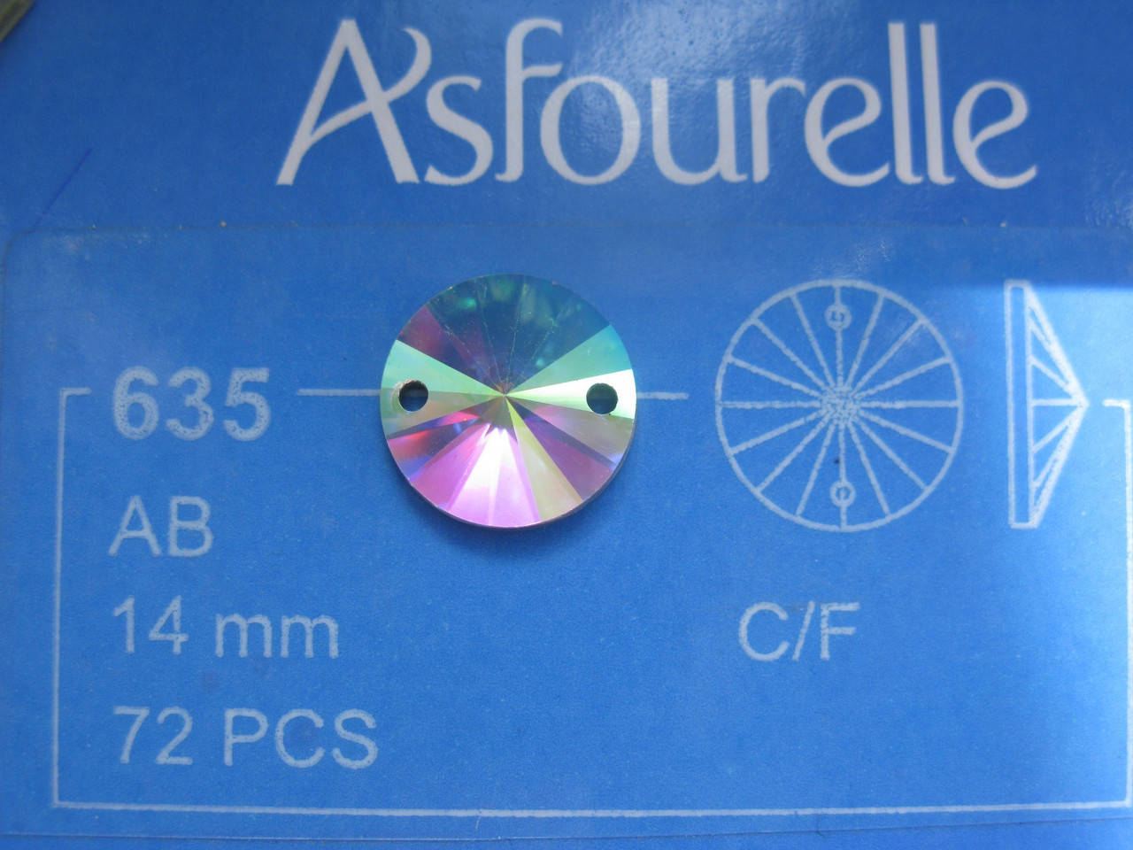 

Стразы пришивные Asfour Круги 14мм. Crystal AB