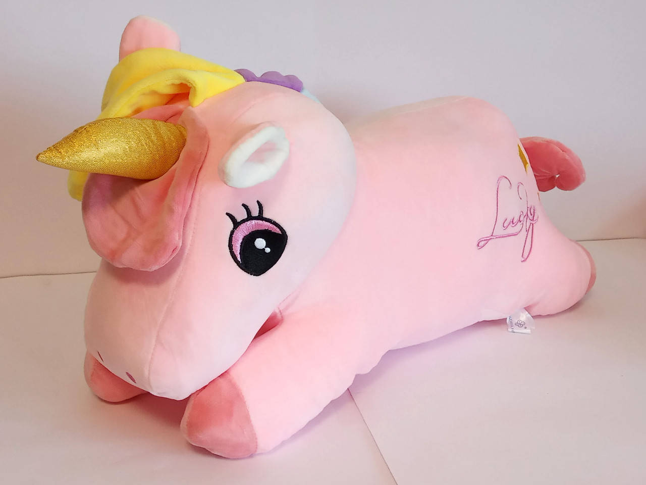 

Мягкая игрушка - подушка с пледом внутри Единорог розовый, Бирюзовый