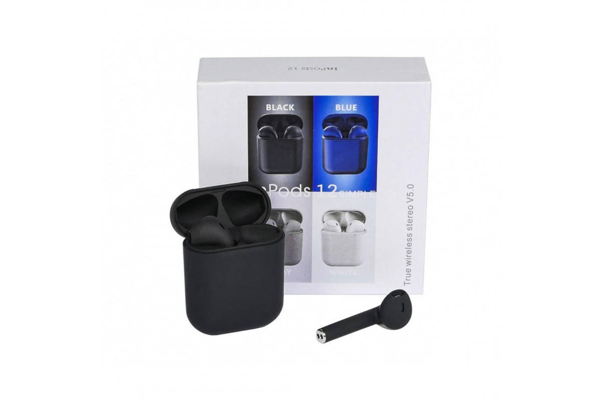 

Беспроводные bluetooth-наушники inPods 12 eleven V5.0 с кейсом, black, Черный