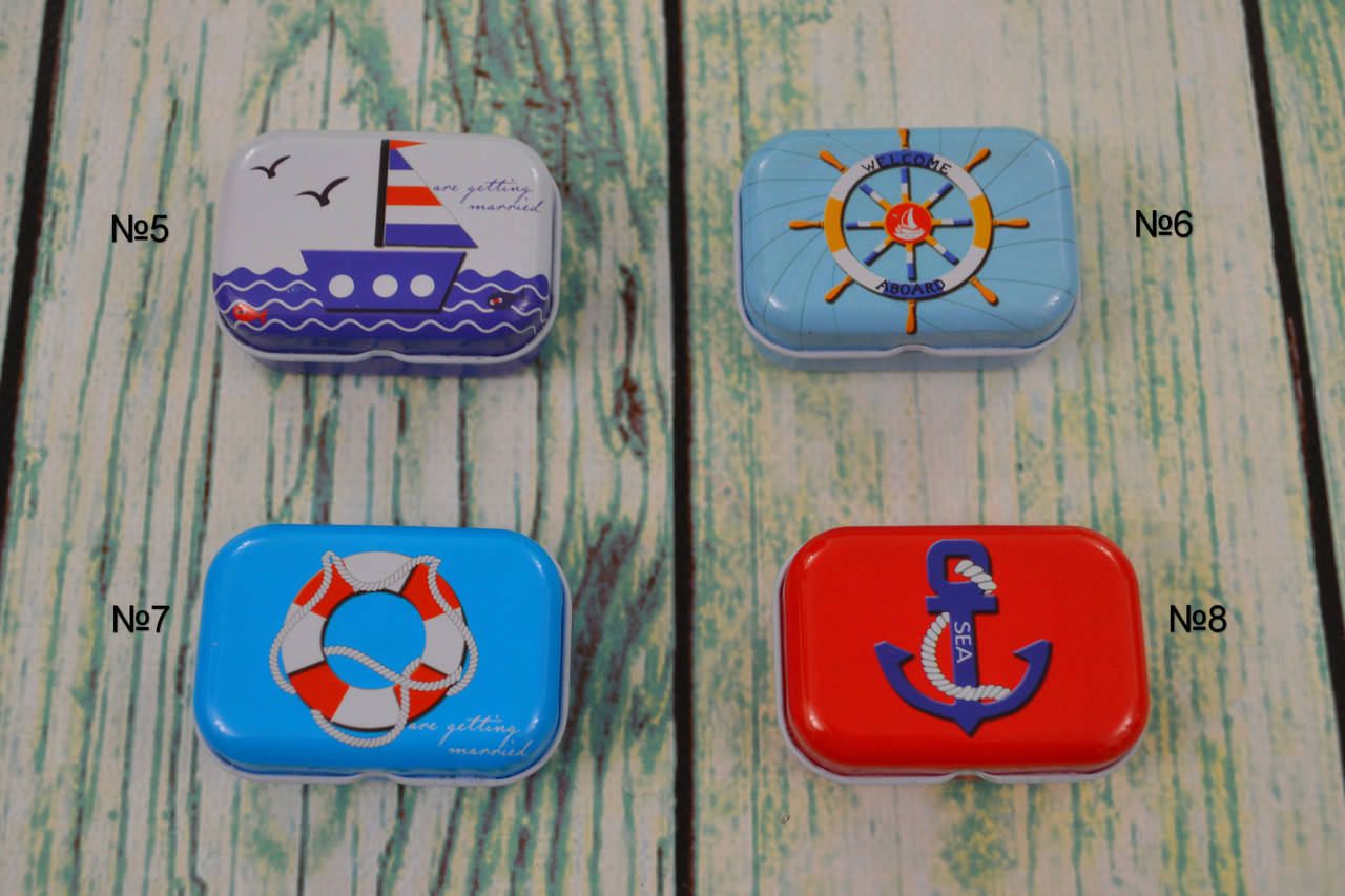 

Жестяная коробочка 6х4х2,5см принт "Морские приключения" 5-8 №6