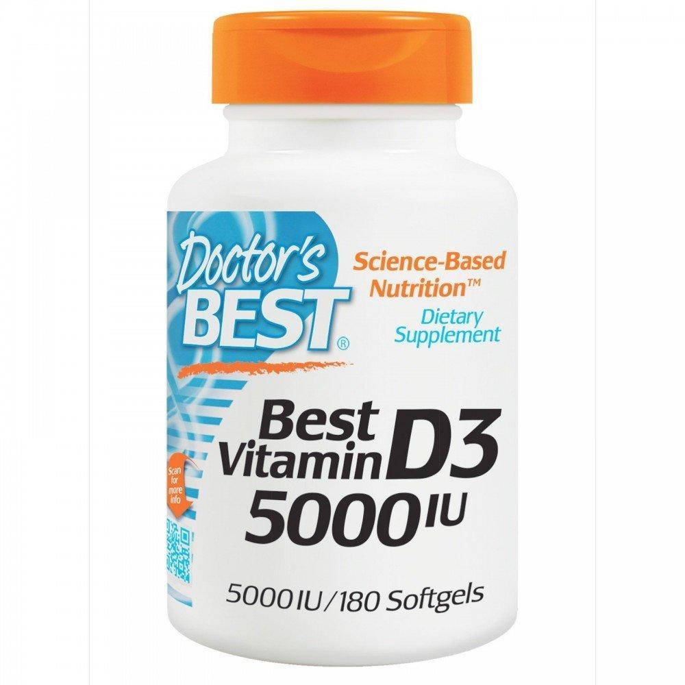 

Doctor's Best, Витамин D3, 125 мкг (5000 МЕ), 180 мягких желатиновых капсул