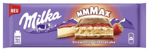 

Milka mmMax Strawberry Cheesecake-молочный шоколад со вкусом чизкейка, клубникой и печеньем, 300 гр Швейцария