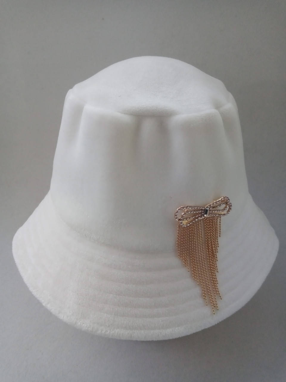 

Двухсторонняя велюровая шляпа-панама белая женская ОГ 54-56, 57