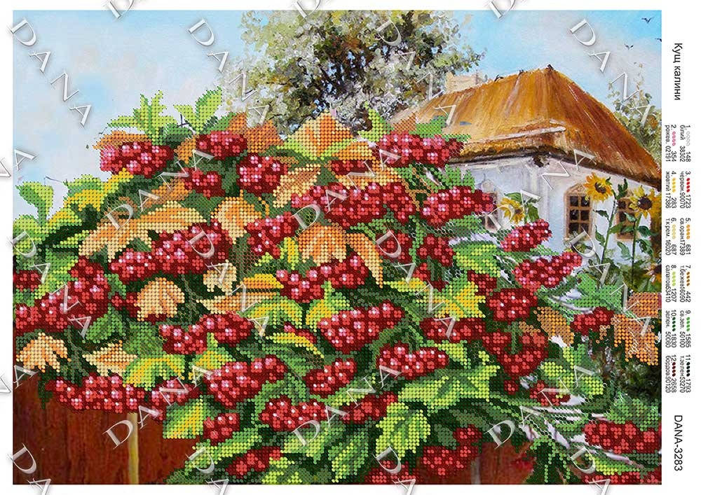 

Схема для вышивки бисером Куст калины