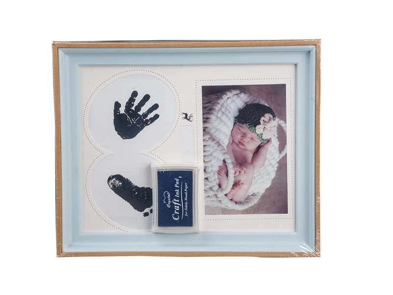 

Детская рамка 10х15 см + отпечаток ладошки и ножки(розовый), Голубой