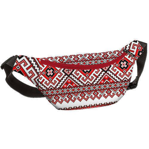 

Сумка бананка текстиль Красный узор 27х16 см (BB_UKR003_KR)