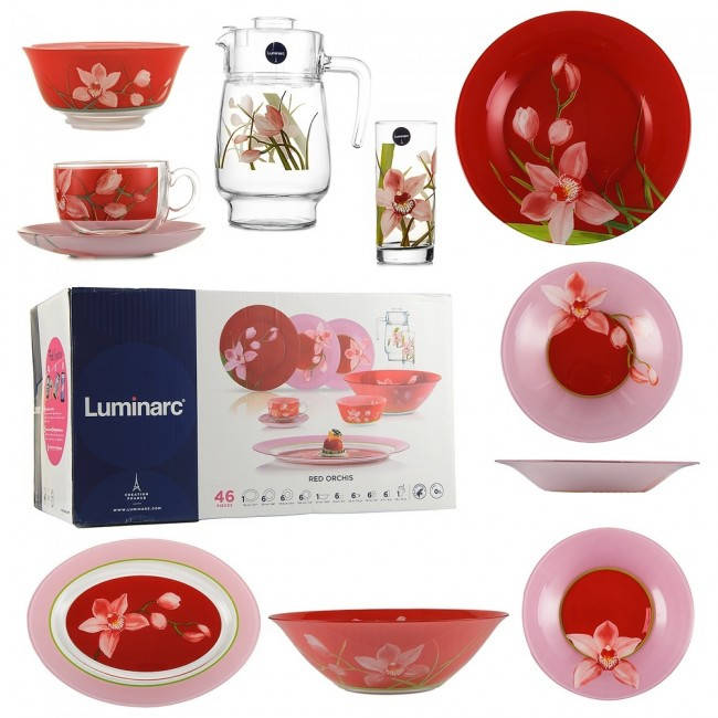 

Сервиз столовый Luminarc RED ORHIS 46 предметов., Красный