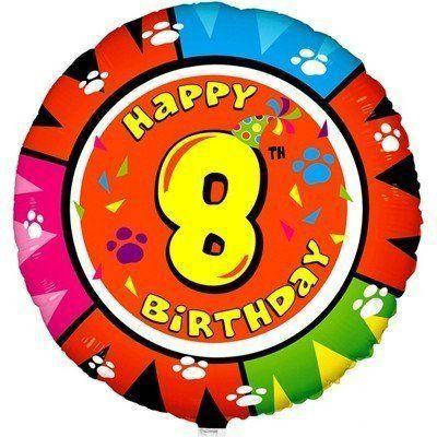 

Фольгированный шар с рисунком Flexmetal Круг 18" Happy Bithday цифра 8