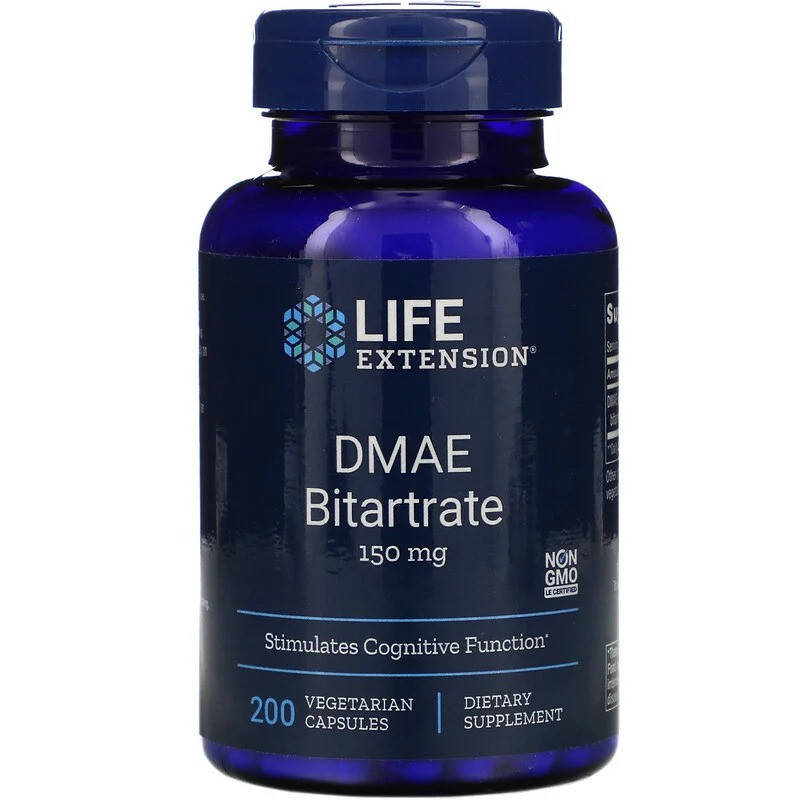 

DMAE- Диметиламиноэтанол (DMAE Bitartrate) 150 мг 200 капсул
