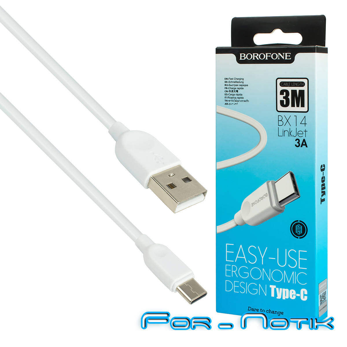 

Кабель BOROFONE BX14 LinkJet Type-C devices, 3m White