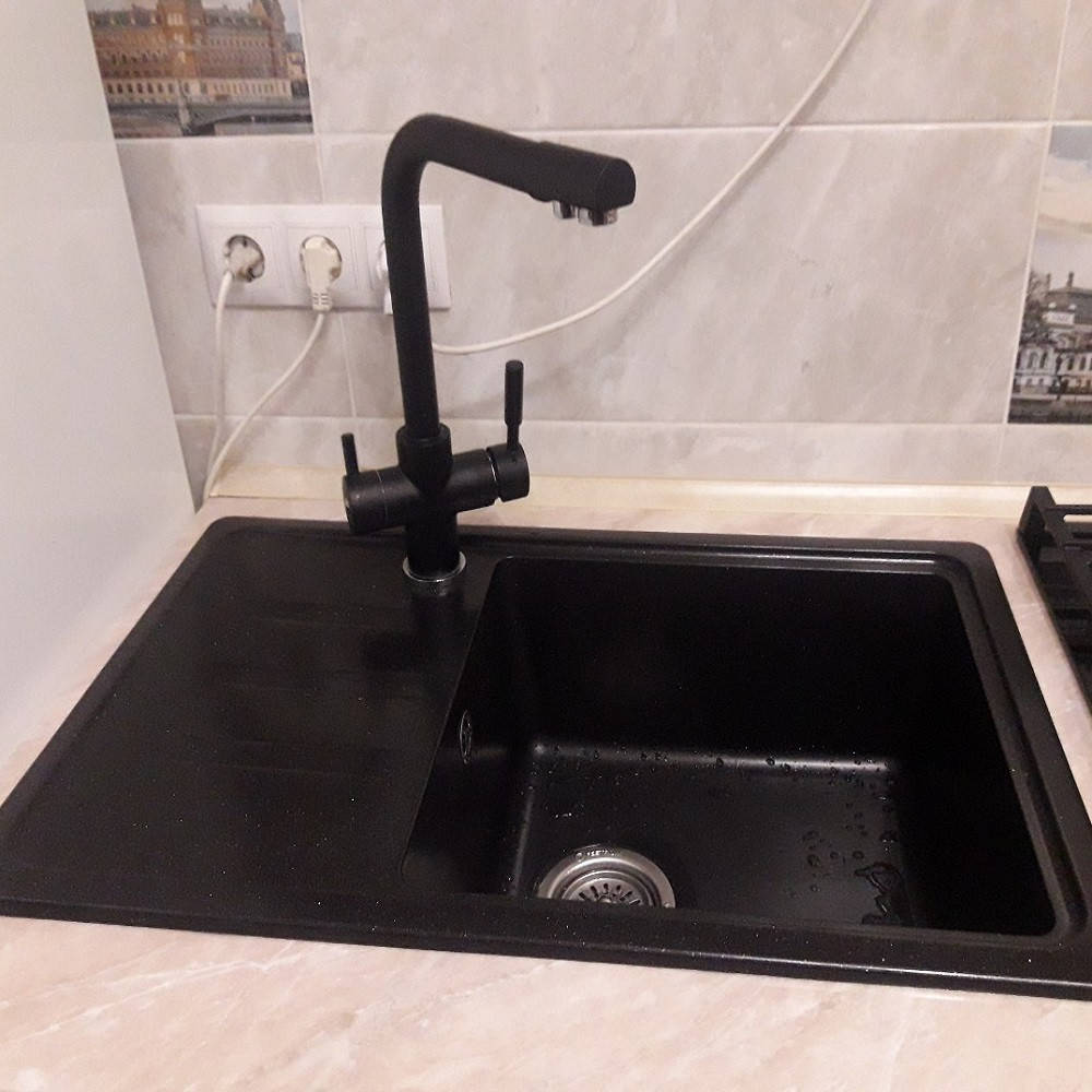 

Гранитная мойка Valetti Europe модель №63 черная 7144, Черный