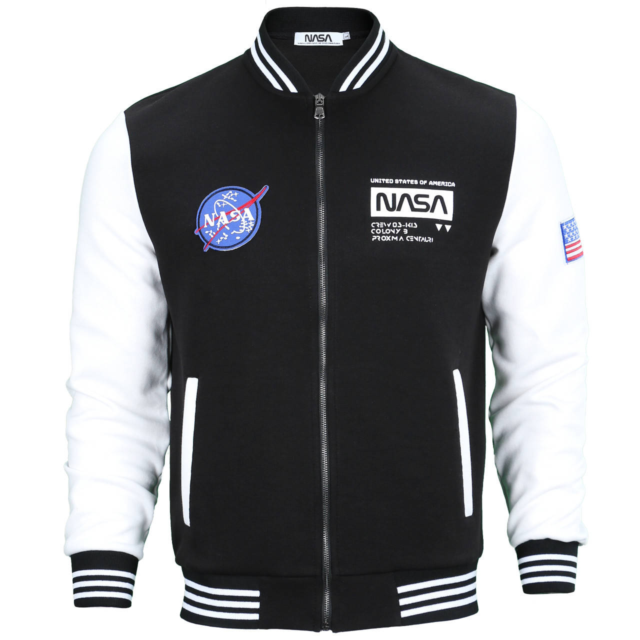 

Кофта весна-осень черный/белый NASA #8 бомбер BLK/WHT L(Р) 21-620-004
