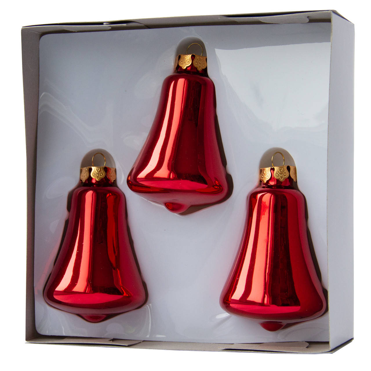 

Набор елочных игрушек - колокольчики, 3 шт, 6 см, красный, стекло (390144-3)