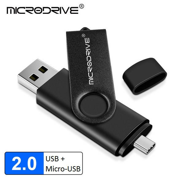 

USB Флешка 2в1 128ГБ MicroUSB/USB 2.0 для телефона, компьютера OTG MicroDrive 128GB Черный
