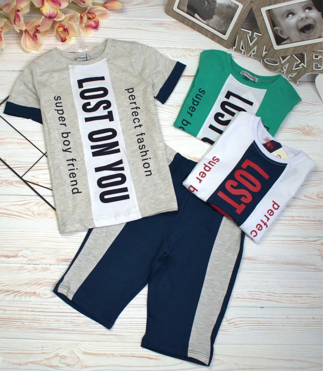 

Летний костюм на мальчика 116-134см "Lost on you". Детский летний костюм для мальчика