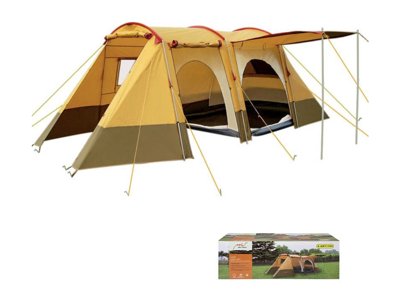 

Палатка туристическая четырехместная c тамбуром водонепроницаемая Mimir / Палатка на 4 человека для туризма, Песочный