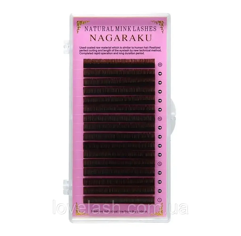 

Коричневые Ресницы Nagaraku Mix (Нагараку) B, 0.07