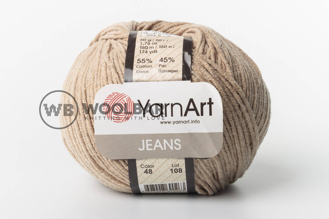 

Пряжа YarnArt Jeans 48 темный беж